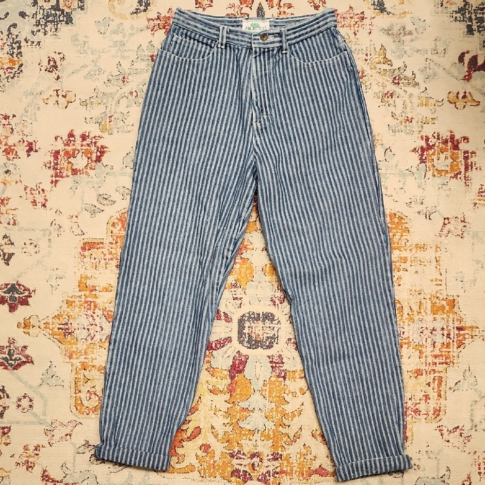 Vintage 80s Palmettos High Waisted Striped Denim Jeans